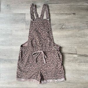 Wallflower Leopard Print Short Overalls